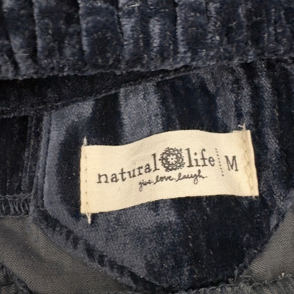 Natural Life Blue Gray Crushed Velvet Wide Leg Jumpsuit Overalls Size M Boho - Picture 7 of 9